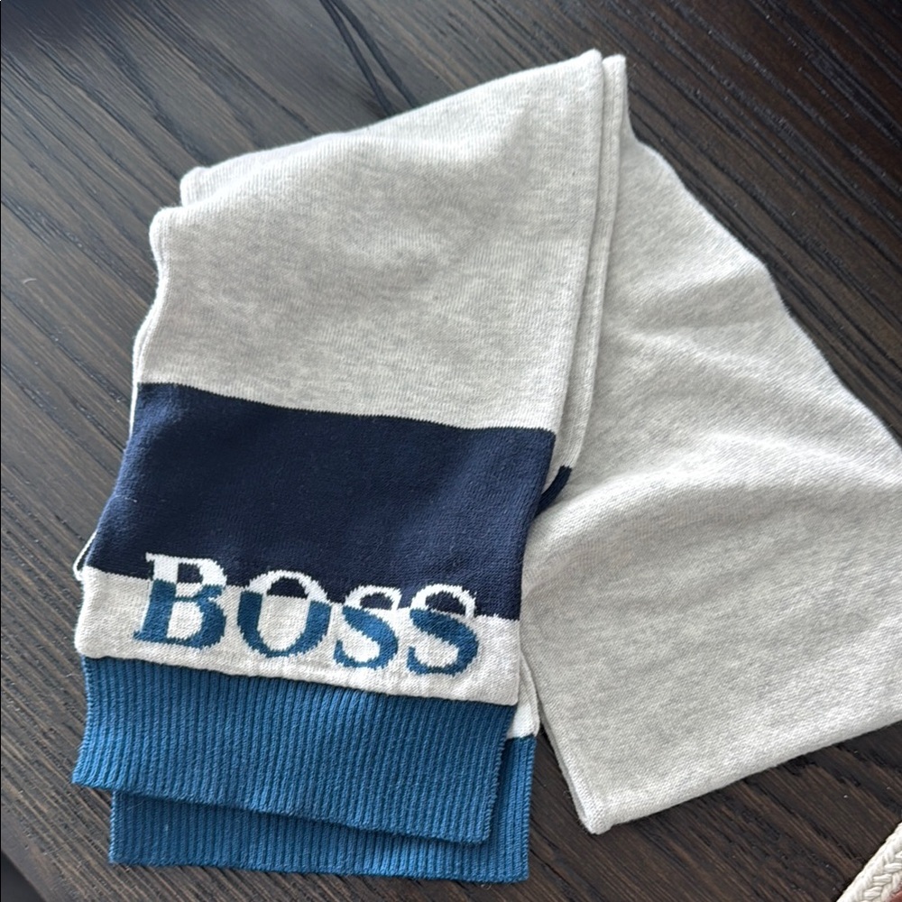 Boss Kids Scarf in Gray and Blue